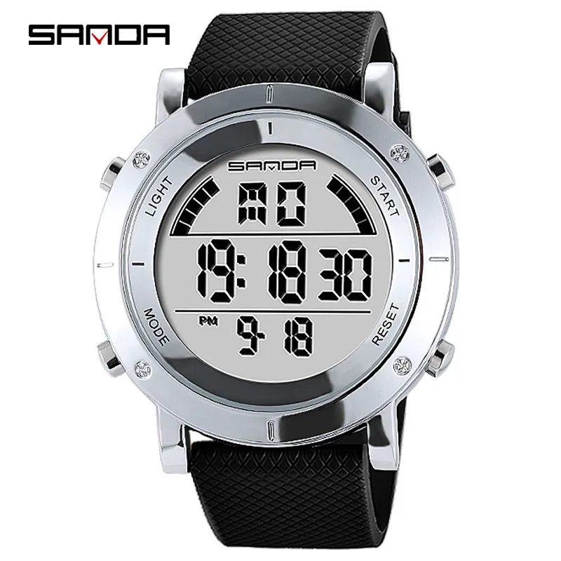 SANDA StainlSteel Case Sport Watch Men's Digital Watches Top Brand Luxury Waterproof Military Clock Male Relogio Masculino X0524