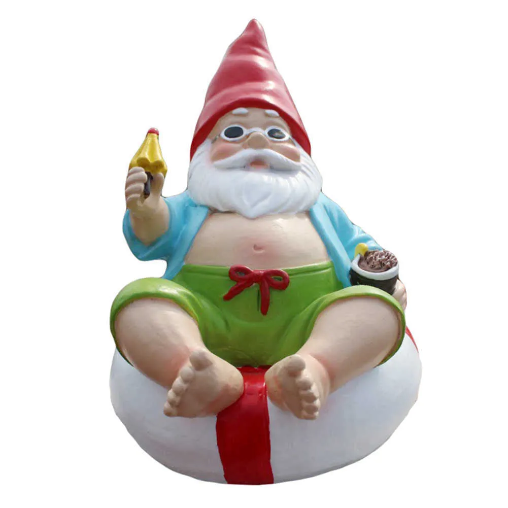Resin Swim Ring Dwarf Sculpture Gnome Art Statue For Home Bargains