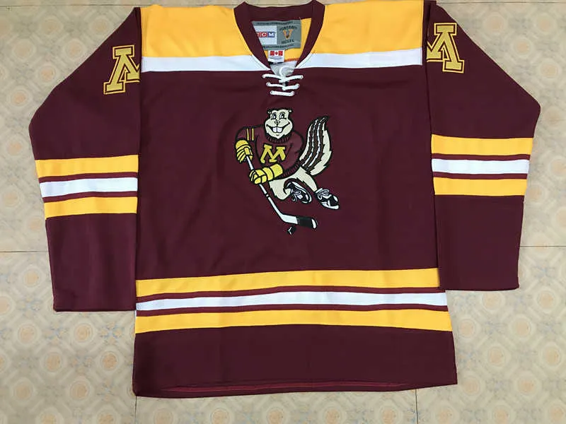 Colosseum Minnesota Golden Gophers Maroon Hockey Jersey Ricamo cucito Personalizza qualsiasi numero e nome maglie
