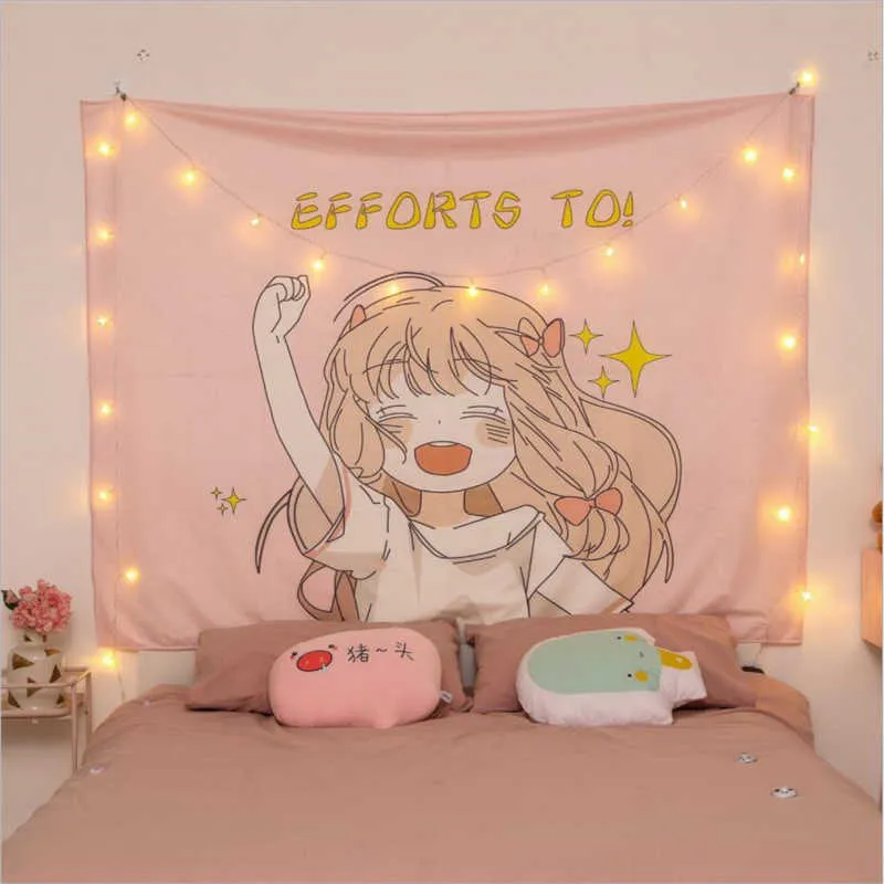 Fille Chambre Mur Décor Tapisserie Kawaii Anime Décor Fond Tissu Chevet Espace Secret Dortoir Chambre Ins 210609