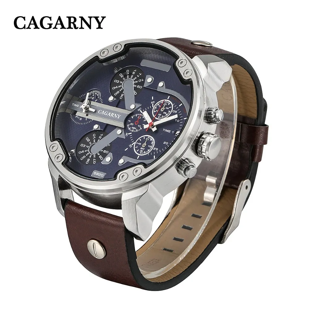 2019 drop shipping top luxury brand cagarny mens watches leather strap big case gold black silver dz military Relogio Masculino male clock man hour (43)
