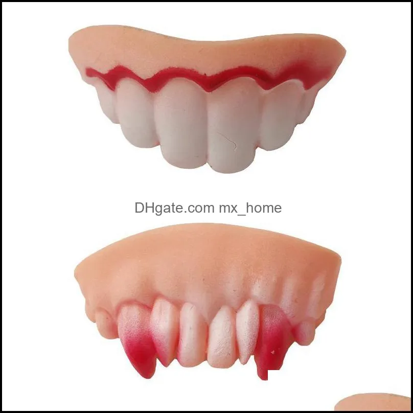 10pcs/Set Funny Denture Teeth Halloween Decoration Prop Toy Practical Jokes Interesting Prank Horror Fun Shocker Novelty Gadget VT0476