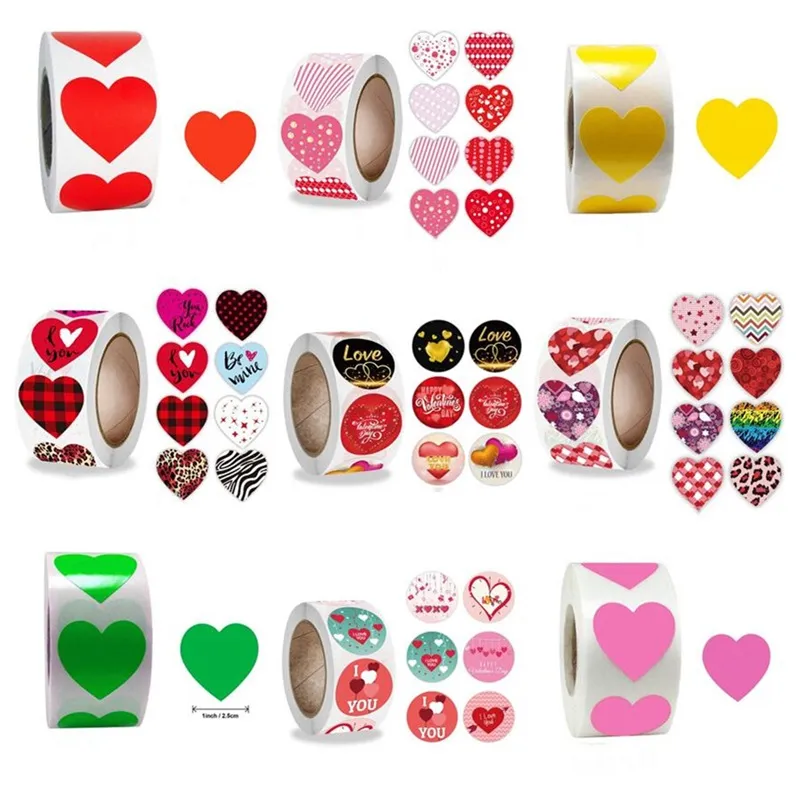 500pcs Heart Shaped Label Sticker Gift Wrap Valentine's Day Gift Packaging Seal Birthday Party Supplies Wedding Stickers