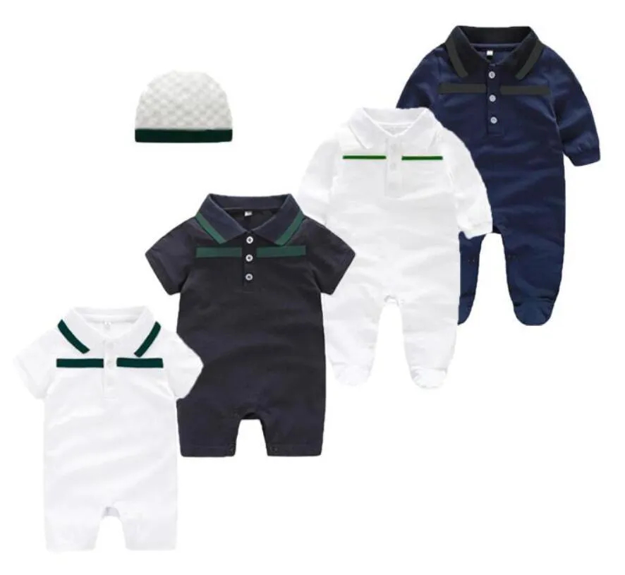 Set di cappelli per pagliaccetti appena nati per bambini Vestiti per neonati in cotone Tute per neonati di design per bambini Tuta per pagliaccetti per bambina