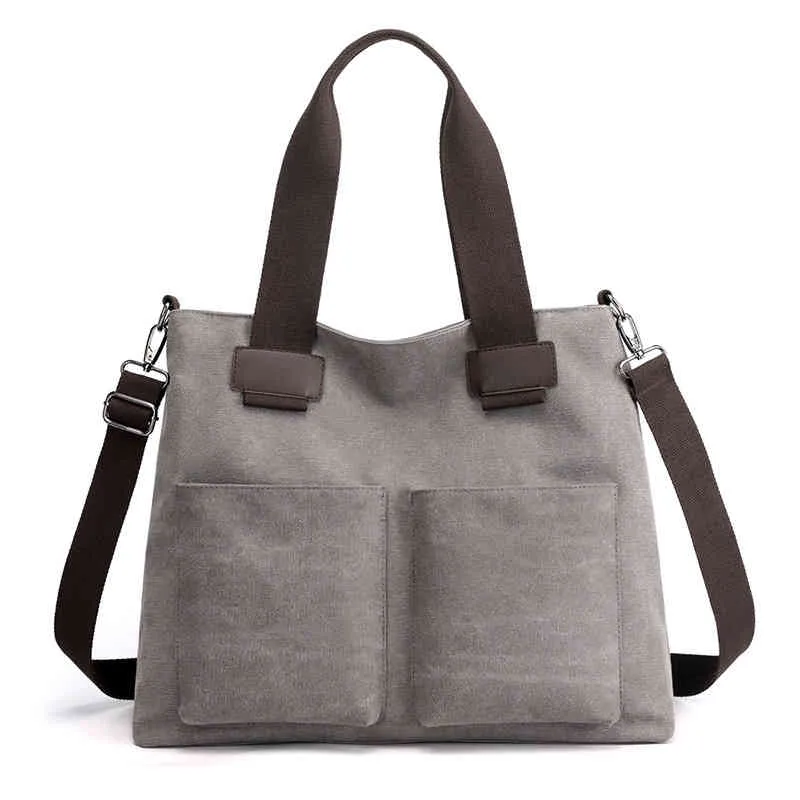 2021 Modig Casual Kvinnors Väska Axelväska Topphandtag Satchel Stor kapacitet Canvas Ladi Bag