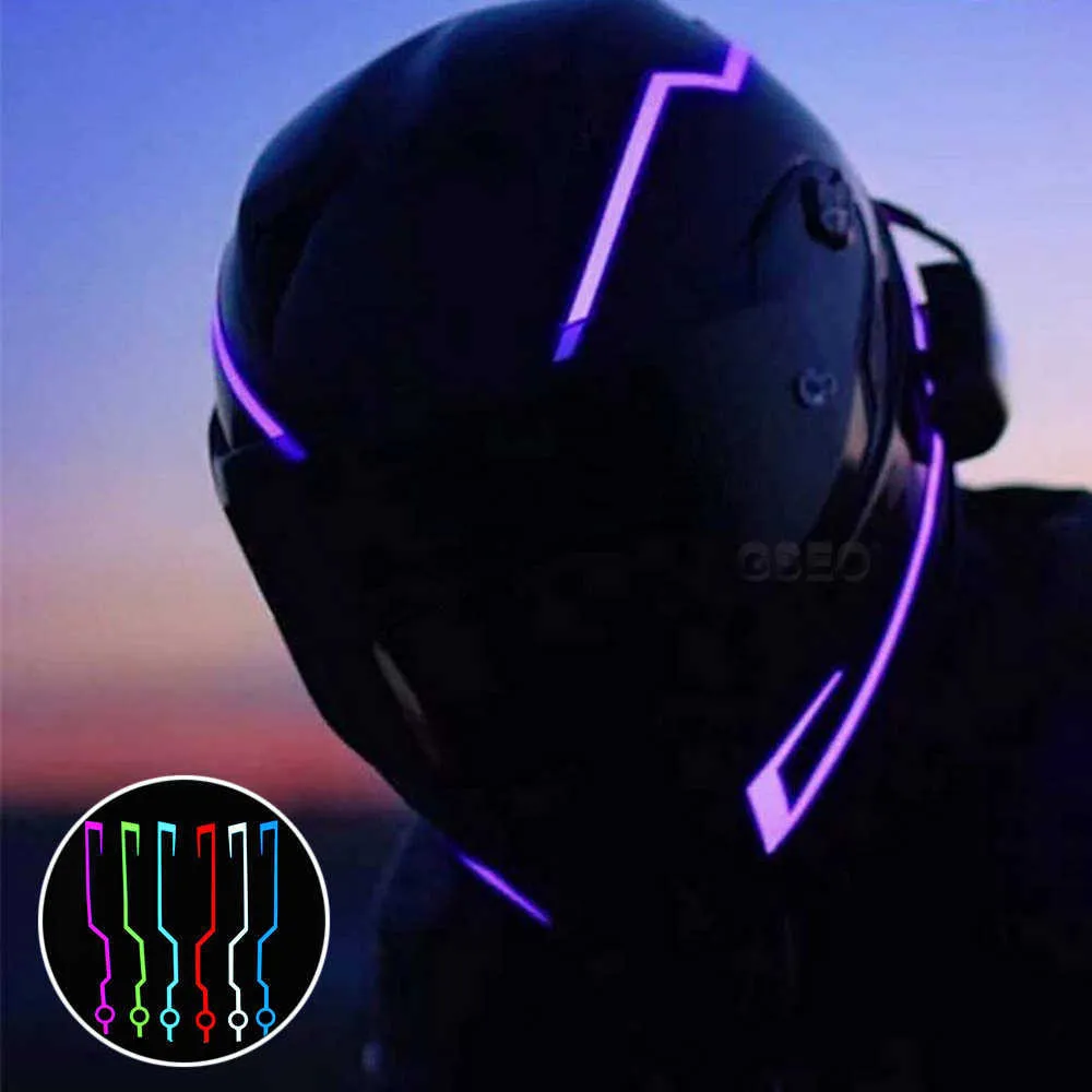 Casco Accessori moto Segnale di guida luminoso Striscia EL lampeggiante Kit durevole Bar Riflettore striscia led fai-da-te Pellicola fredda Una coppia