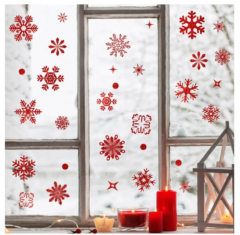 120+Pcs Christmas White Snowflake Window Clings Stickers Temporary
