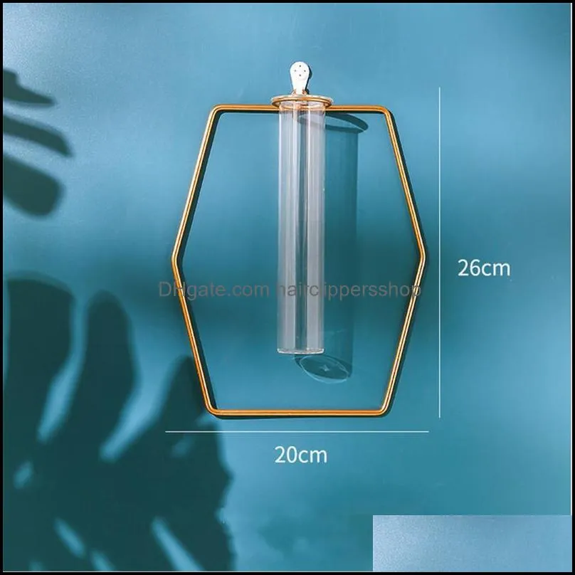 Vases Wall Hanging Clear Glass Vase Free Punch Test Tube Hydroponic Flower Bottle Shop Home Decoration Ornament Gift