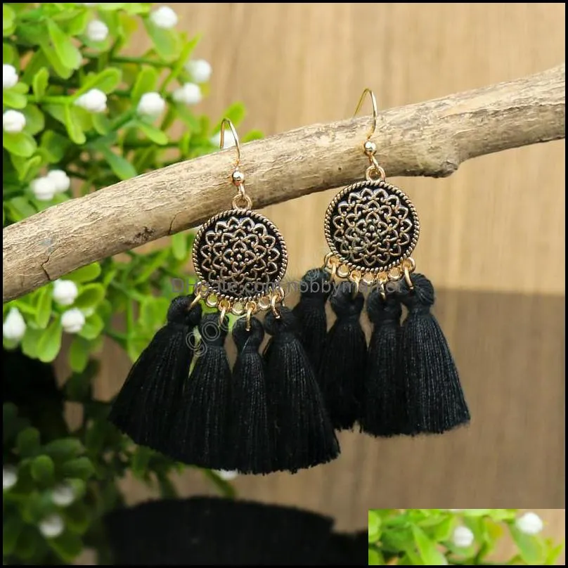 Bohemian Fringe Earrings for Women Geometric Accessories Round Flower Long Tassel Earrings Party Jewelry Gifts Orecchini
