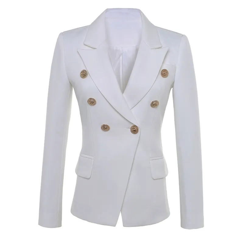 Hoge kwaliteit Mode Star Style Designer Blazer Dames Gold Buttons Double Breasted Plus Size S-5XL 211006