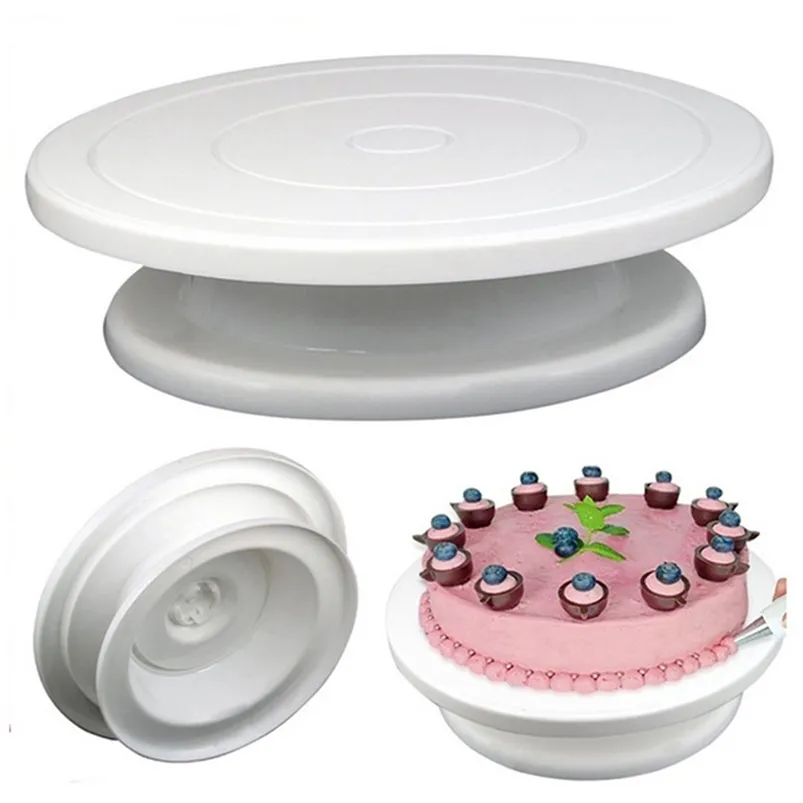 DIY Cake Turntable Baking Silicone Mold Plate Rotating Round Decorating Tools Rotary Table Pastry Supplies Stand 210423