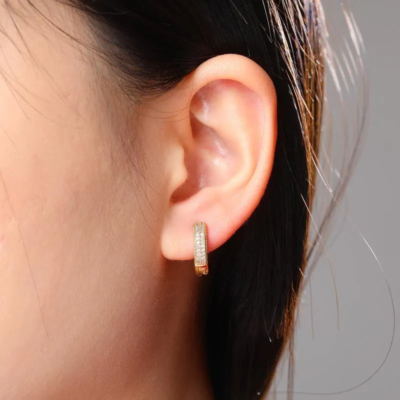 Hip Hop Gold Earrings Jewelry Fashion Mens Hoop Earrings New Womens Silver Iced Out Bling Earrings