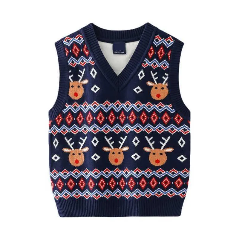 4-8T Toddler Kid Baby Boys Girls Christmas Sweater Vest For Childrens Autumn Winter Clothes Knit Pullover Top Tank Xmas Knitwear Y1024