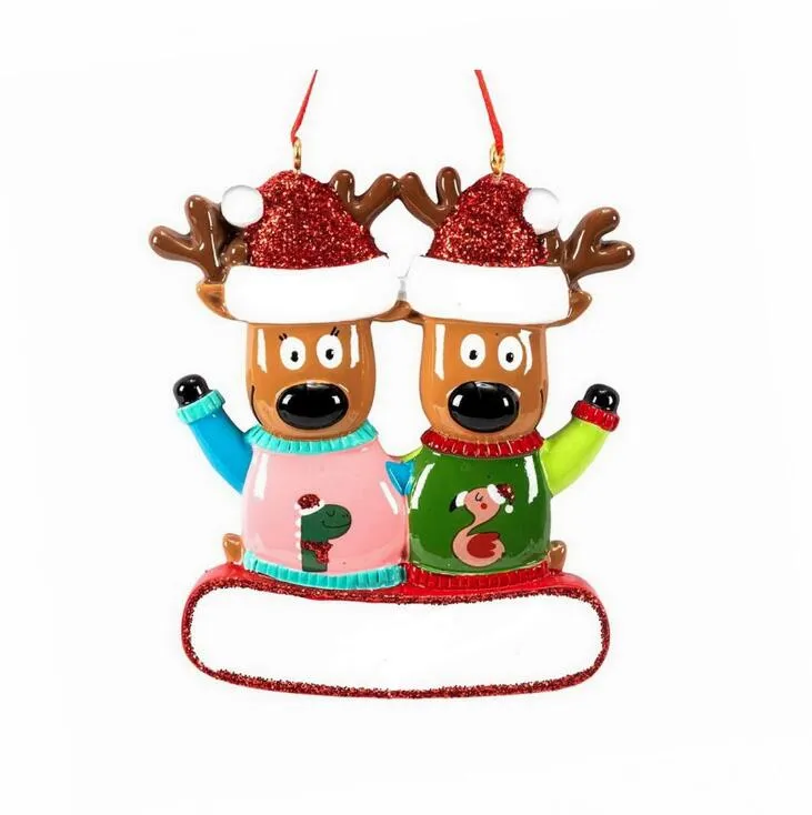 Christmas Ornament Hanging Reindeer Family Decor for Xmas Tree Home Office Room Decoration Crafts with String Assorted Pendants