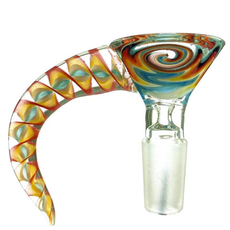 JEMQ Rainbow Slides 14mm /18mm hookahs Male Import Color Made Colorful Decorative Glass Craft Bowl For Water Bongs smoking bowls