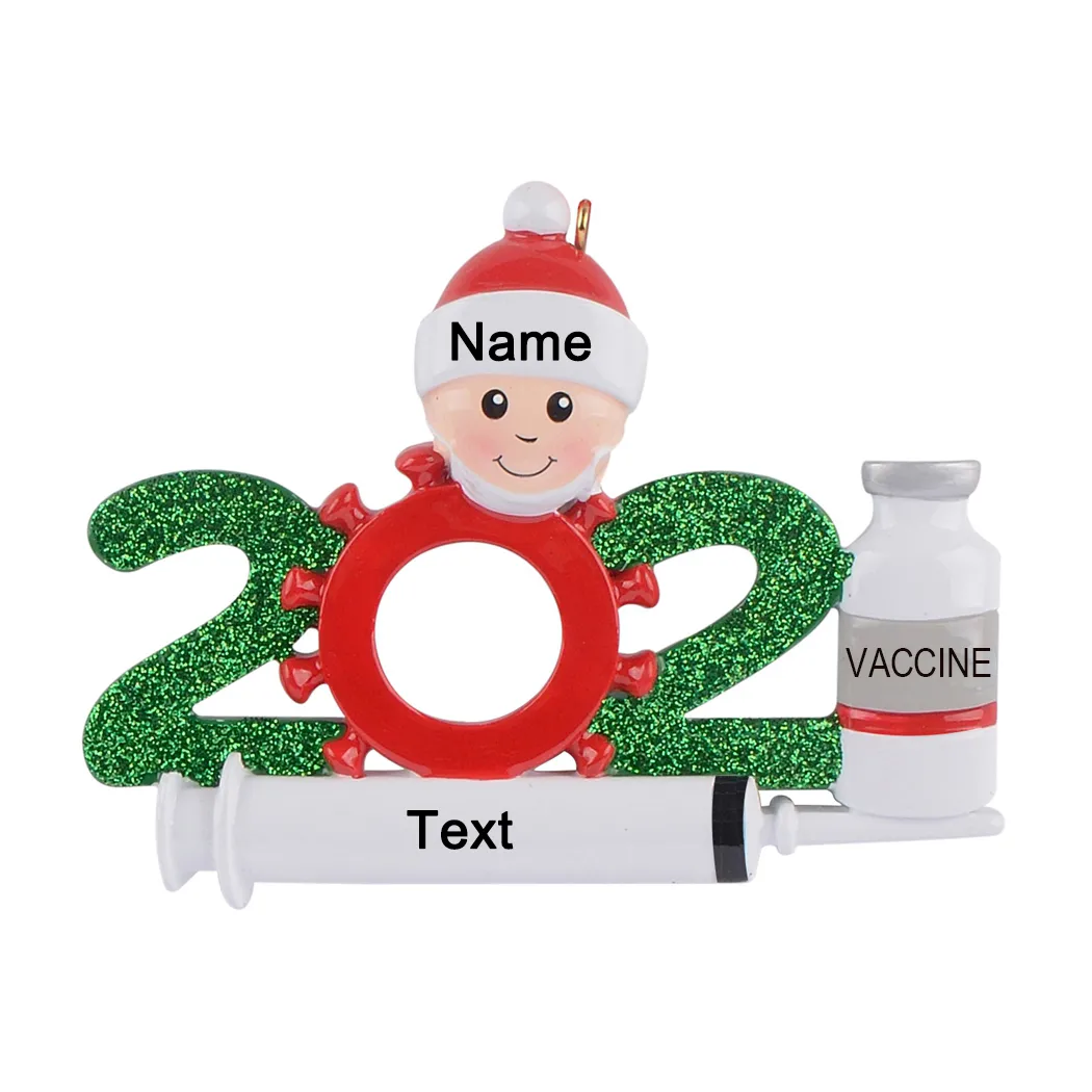 IN VOORRAAD Groothandel Detailhandel Polyresin 2021 Familie van 2 Gepersonaliseerde Quarantaine Kerstboomversieringen Decoratie Kerst Aandenken Souvenir