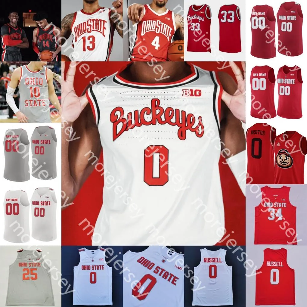 2021 Custom Ohio State Buckeyes basketbalshirt NCAA College Kyle Young D.J. Karton CJ Walker Kaleb Wesson Muhammad Alonzo Gaffney E.J. Liddell