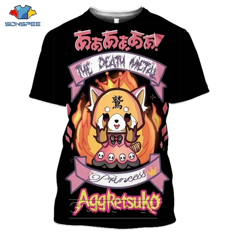 Sonspee Death Metal Karaoke Kala Aggringsuko Aggressiv Retsuko Mens T-shirts Casual 3D Ptint Kortärmad T-shirt Kvinnor Kläder 210324