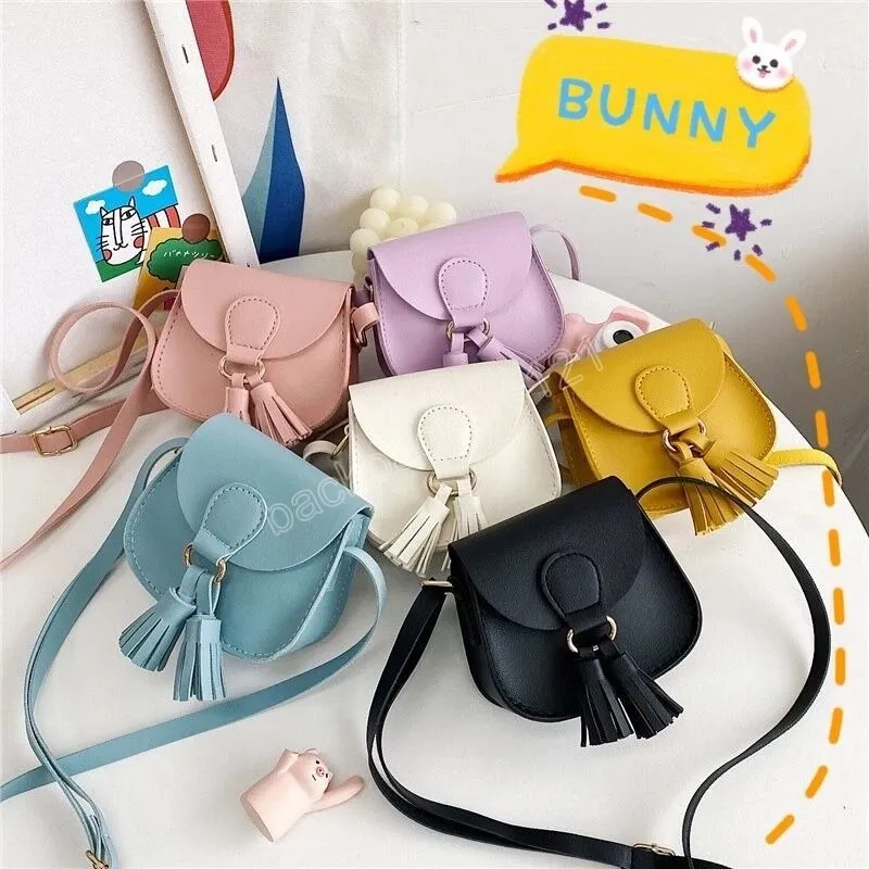 Mode princesse accessoires sac à bandoulière en cuir PU filles enfants Mini sacs à main mignon bébé enfants gland porte-monnaie sac de messager