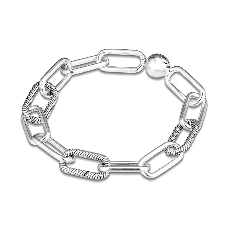 Bracciale CKK Bracciale in argento sterling con maglie rotonde originali per donna Feminina Masculina Pulseras Mujer Gioielli 925