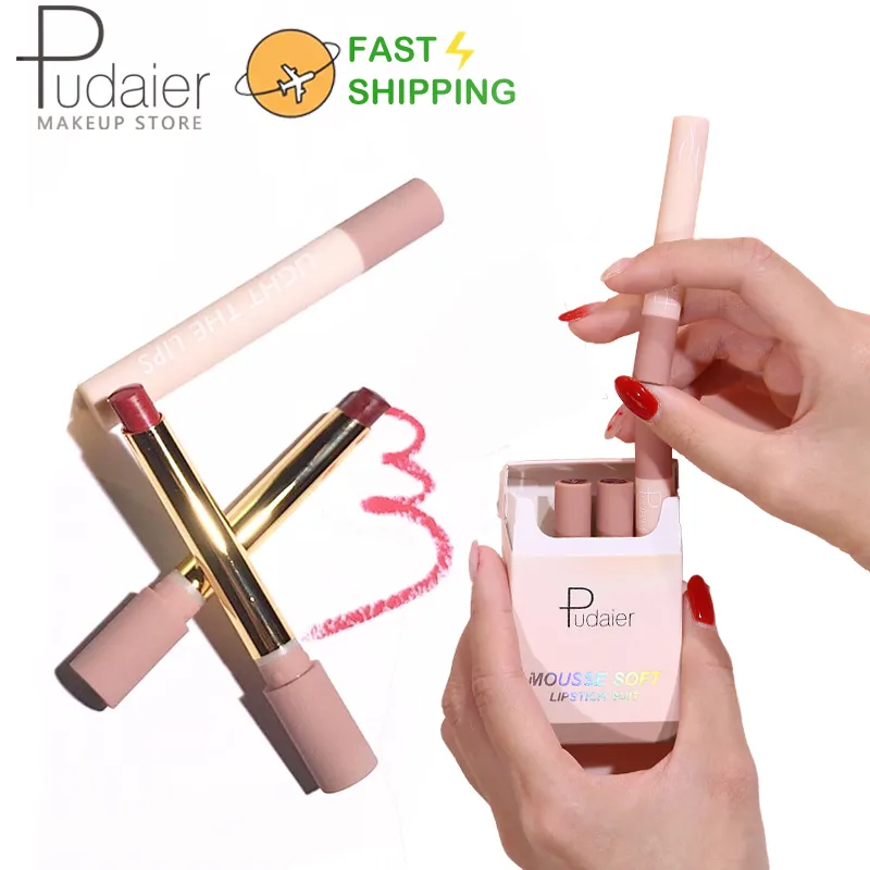 Pudaier 4 stks / set sigarettenlippenstift voor lippen make-up matte lipsticks langdurige natuurlijke vocht lip stick van coole cosmetica