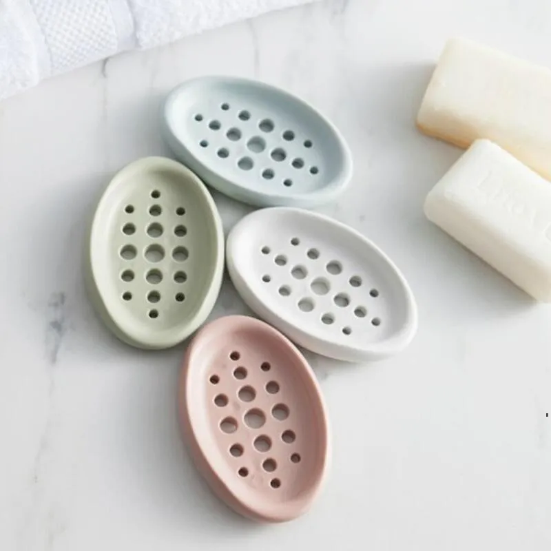 Nouveau silicone anti-dérapant porte-savon plat salle de bain douche plaque de rangement support plats creux plats de savon ajourés EWB8034