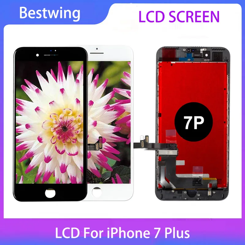 درجة سطوع عالية A لشاشة iPhone 7 Plus LCD تعمل باللمس مجموعة محول رقمي مجاني DHL