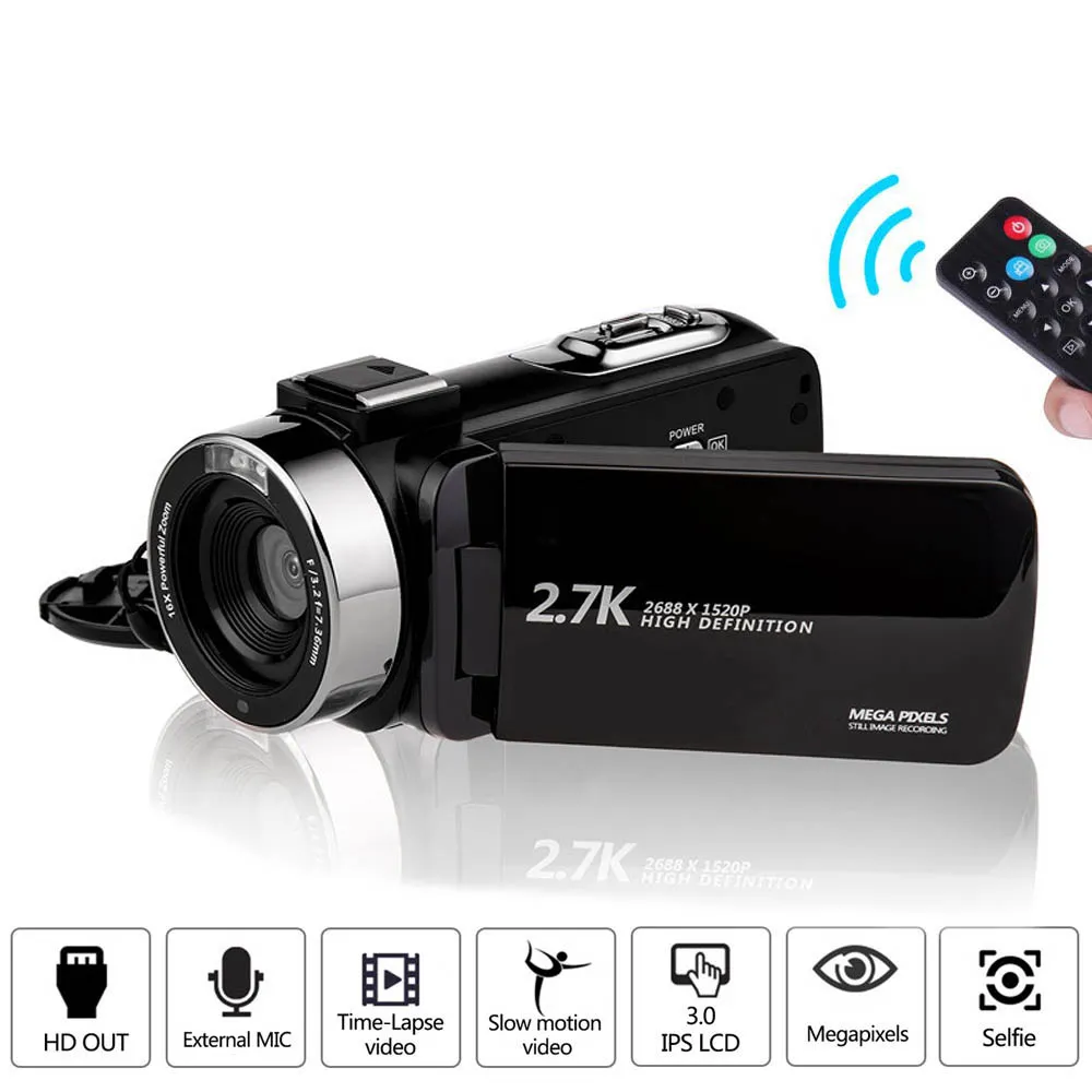4k Video Camera Camcorder for  Ultra HD 4K 48MP Video Blog Camcorder  with Microphone and Remote Control WiFi Digital Camera 3.0 IPS Touch