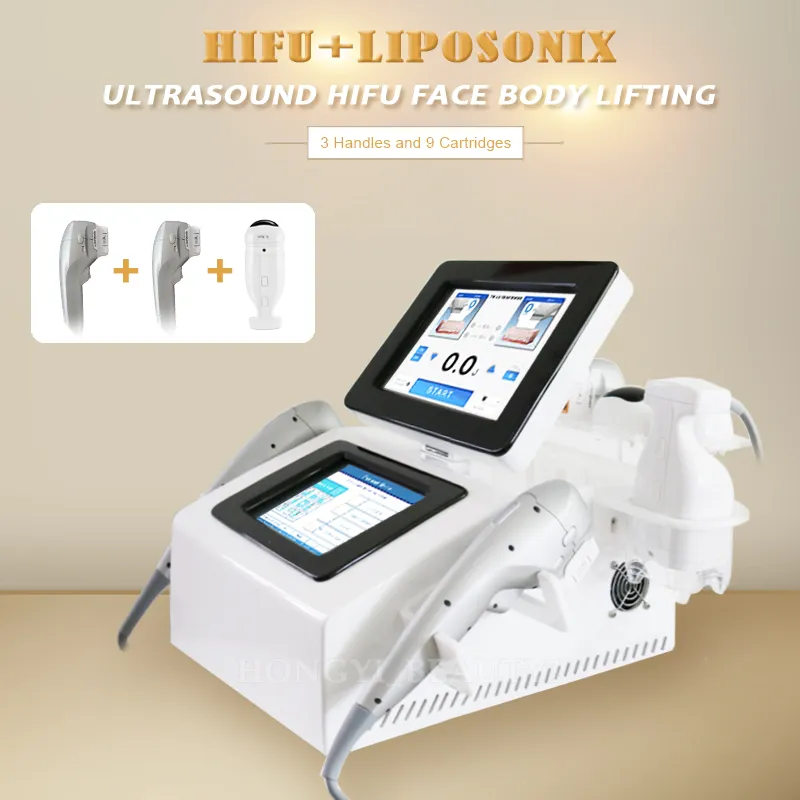 Liposonix 지방 용해 초 UltraShape 슬리밍 Mahine 셀룰 라이트 감소 신체 윤곽선 리포닉 휴대용 Hifu Slim Machine 3 Handles 9 Cartridges