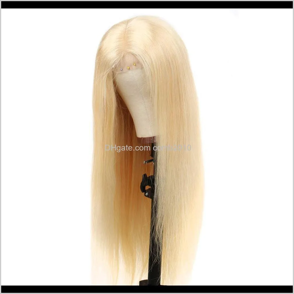 613# blonde straight body wave front lace wigs 100% human hair wigs for women pre plucked with baby hair