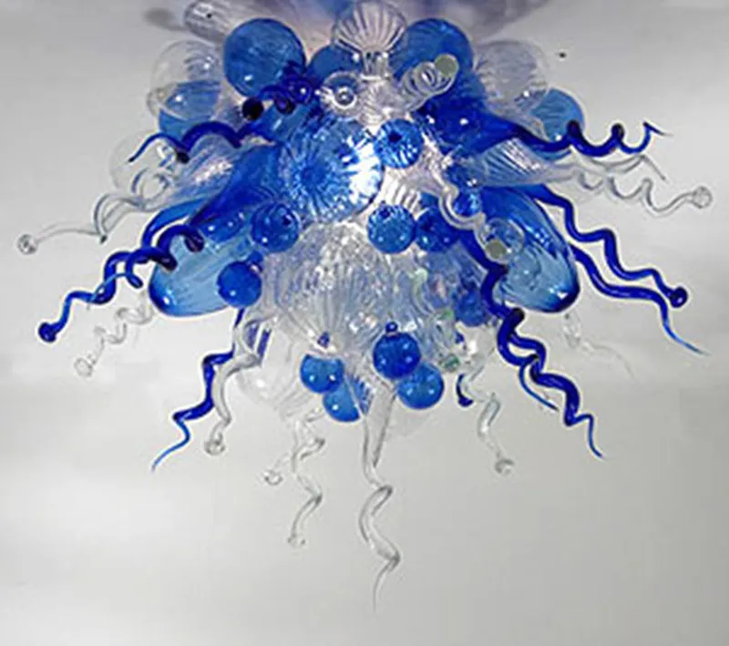 Blauw helder led plafondverlichting slaapkamer decor klein formaat schattige baby kind kamer handgeblazen glas kroonluchterij plafond-verlichting voor kunst decoratie 60 cm