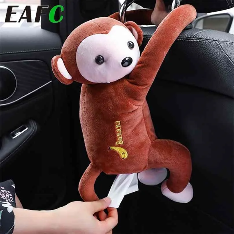 Creative Cartoon Monkey Home Office Carro Pendurado Papel Guardanapo Caixa De Tecido Capa Capa Portátil 210818