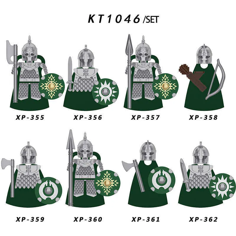 Korub Medival Knight Lord Rohan Warrior Hermet Shield Оружие Доспеха Аксессуары Феристы Строительные Блоки Детские Игрушки KT1046 Y0808