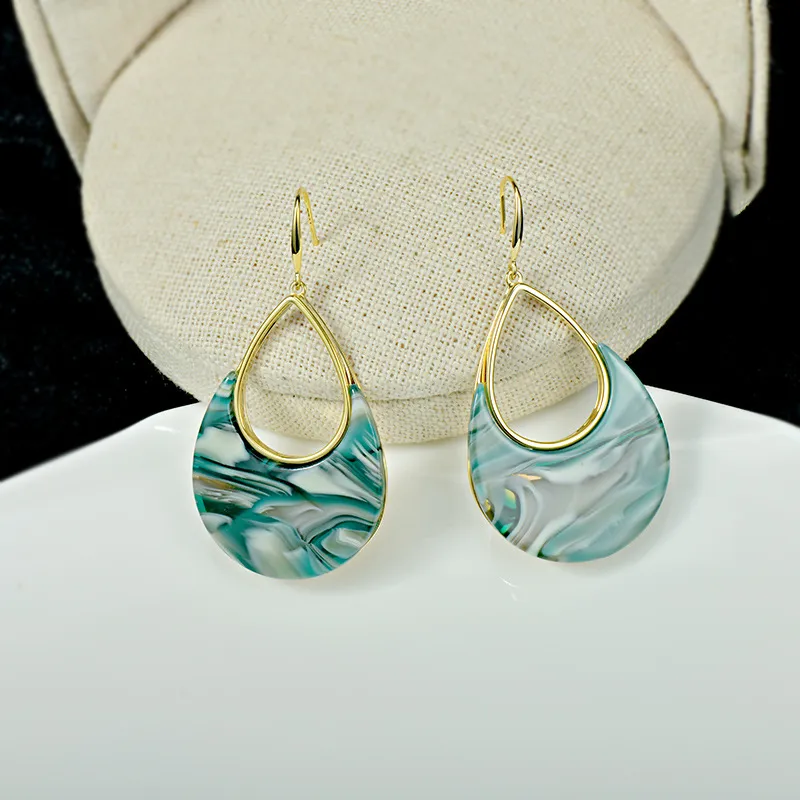 Acrylic Earrings for Women Girl Statement Resin Acetate Drop Dangle Earring Mottled Hoop Earrings Fashion Jewelry