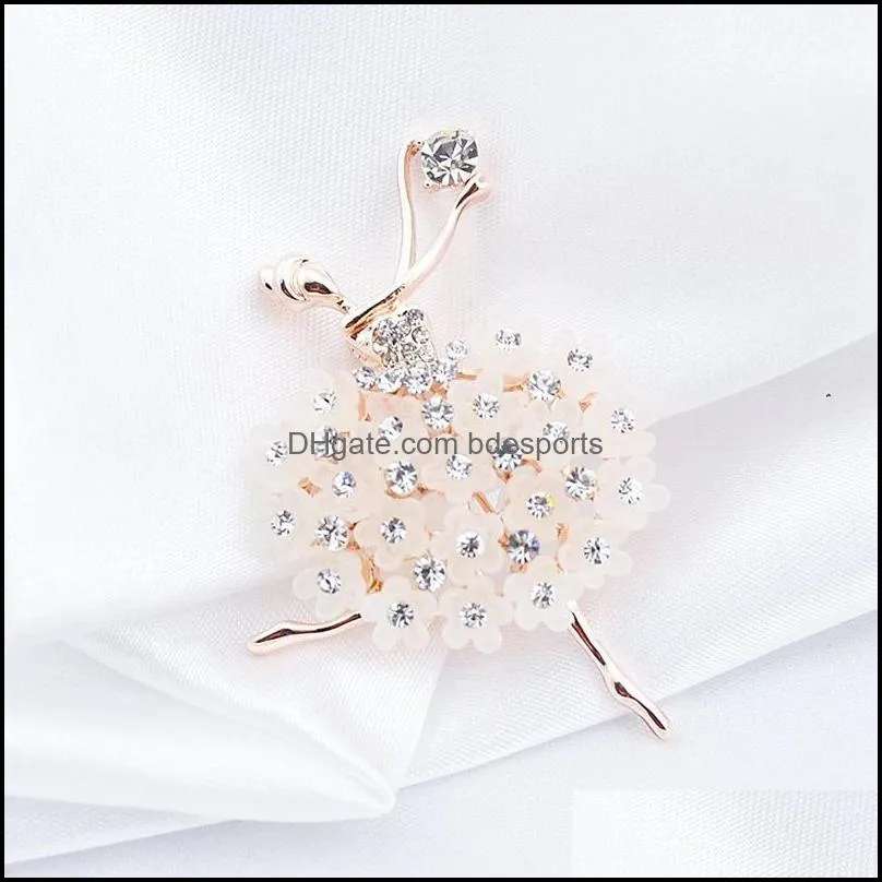 Bath Accessory Set Ballet Angel Girl Cubic Rhinestone Decoration Brooch Pin For Sweater Coat