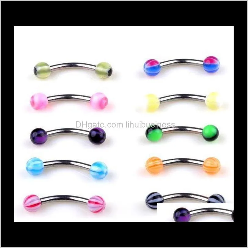 Jewelry Drop Delivery 2021 160Pcs /Set Body Piercing Assorted Mix Lot Kit 14G 16G Ball Spike Curved Sexy -Belly Rings Ear Tongue Pircing Barb