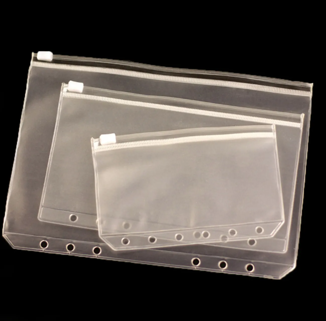 Przezroczystą PCV Binder Binder Clear Pocket for School Office 3 dołkowe kieszenie Foldery luźne torby liściowe