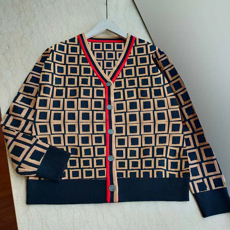Мода женские вязаные кардиганы топы повседневная буквы шаблон куртки осень 2021 куртка женщина классический тонкое пальто