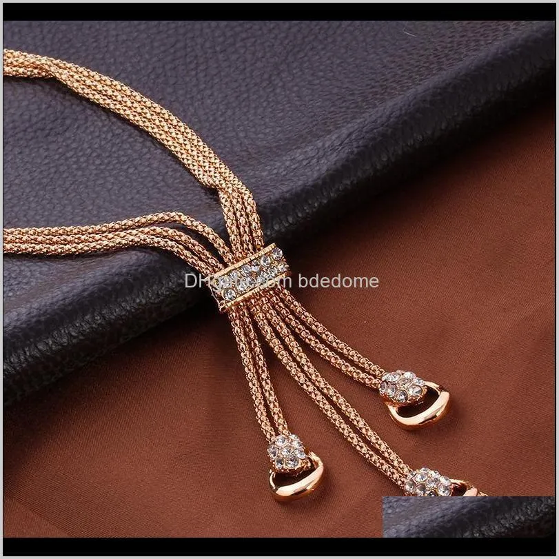 rose gold crystal necklace earring bracelet ring set rhinestone party dress jewelry sets for women bijoux femme ensemble