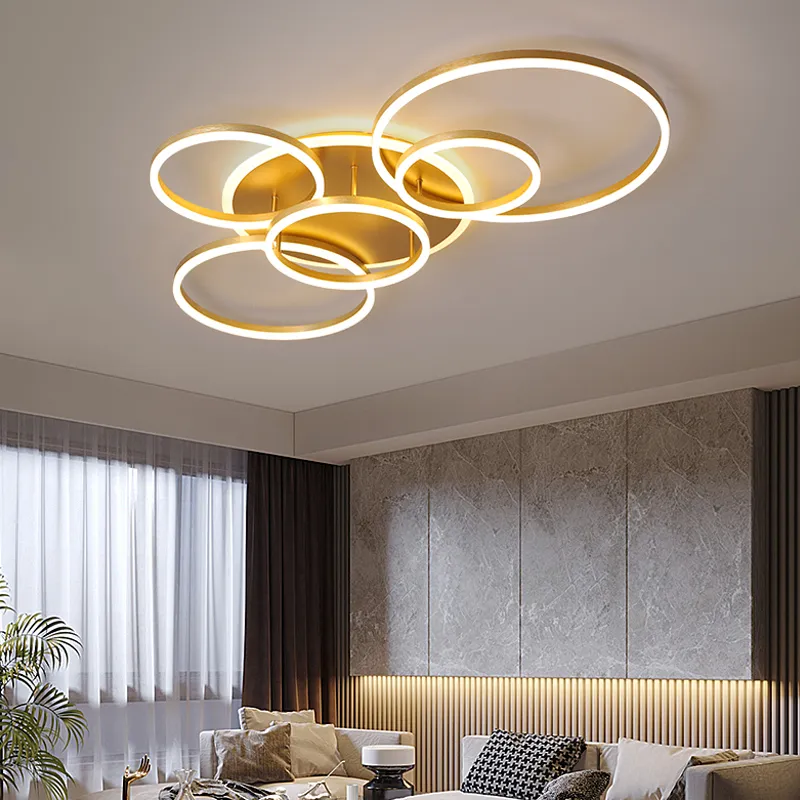 Gold LED Ceiling Lights Ultra Thin For Bedroom Dining Room Villa Studyroom Indoor Decorative Lighting Lamps AC90-260V Fixtures