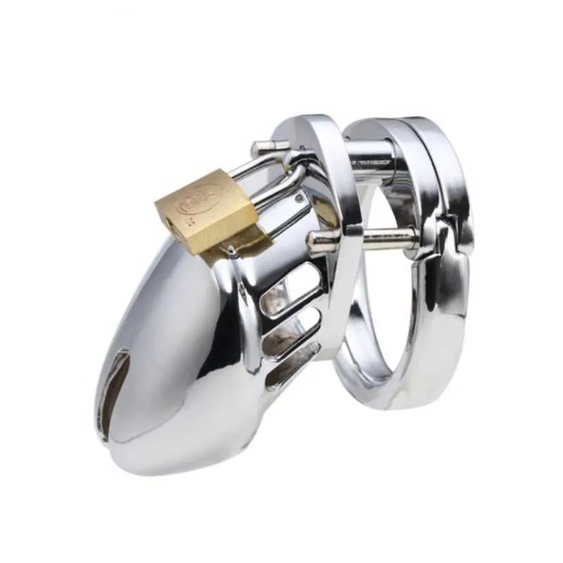 Hot Men Men Chastity Device Lock Metal Cage Cock Hollow Oddychająca Dorosłych Zabawki P0826