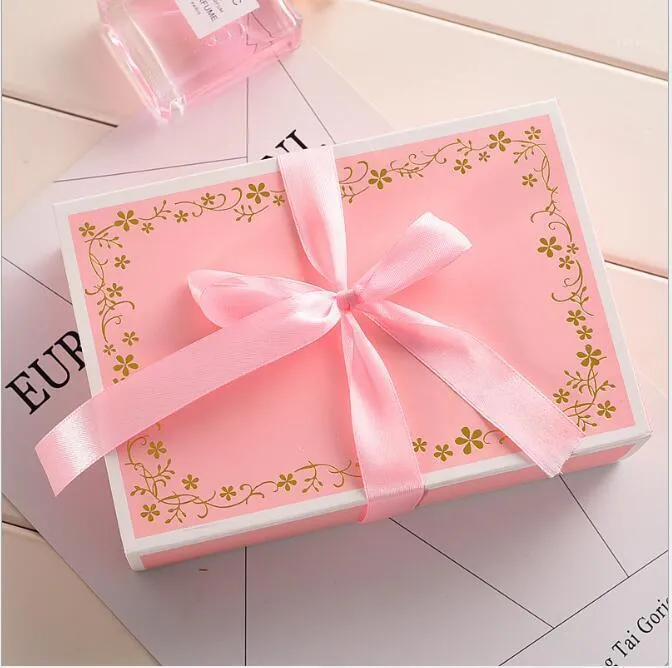 Emballage cadeau 20pcs-19*13*5cm estampage or tiroir rose papier boîte bonbons Cookie fête de mariage faveur boîtes d'emballage