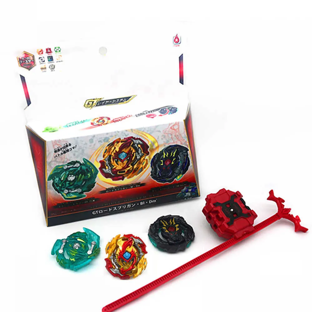 GT Series Beybleyd Burst Metal Fusion 3 in 1 Set Alloy Gyro with Two-way Pull Wire/Ruler Launcher Transmitter Assemble Toys X0528