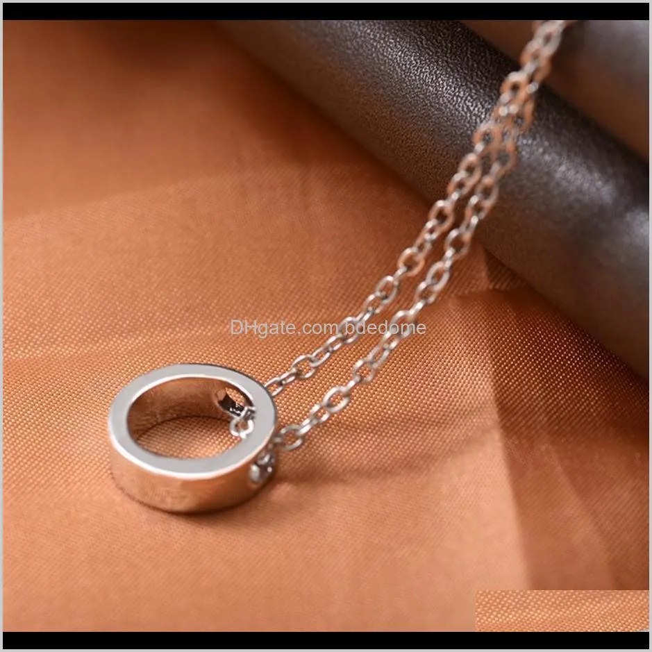 ring circle pendant necklace gold/ silver/black color plated with metal o chain for women girls gift