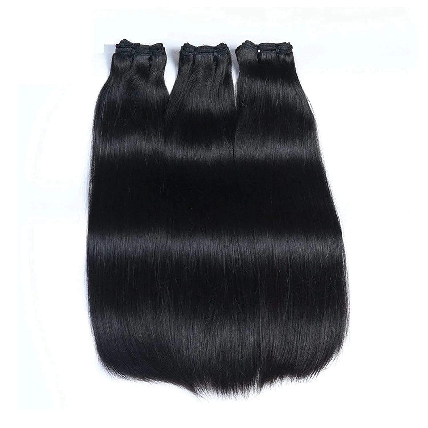 12A Super Double Drawn Bone Straight Human Hair Weaves 3 Bundles Natural Color Thick Ends