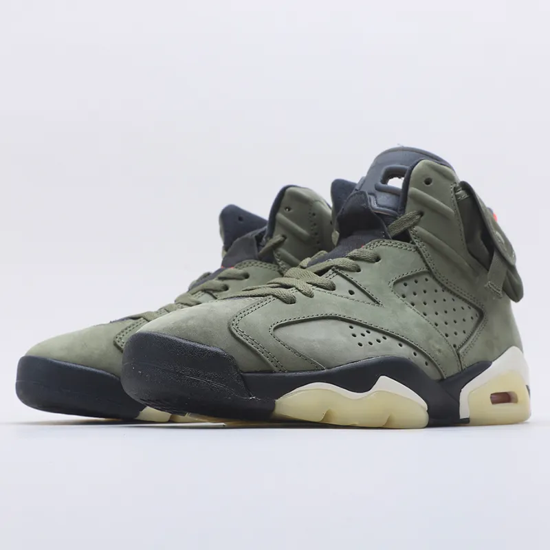 Jumpman 6 Medium Olive Basketball Shoes Classic Travis Scotts 6s High quality OG army green Sneakers Cactus Jack Trainers Men Women running Sports shoe