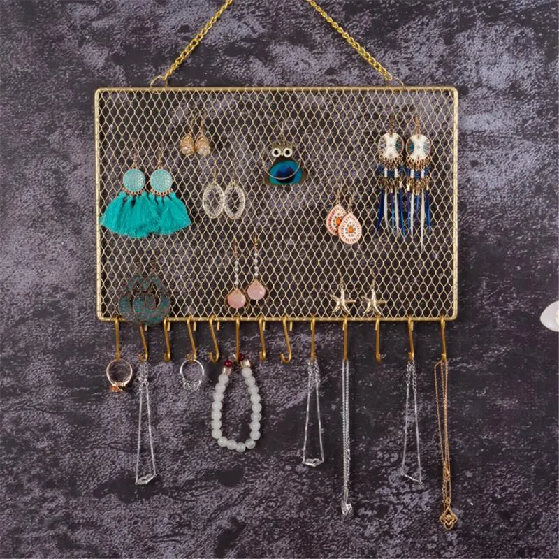 Crochets Rails nordique boucle d'oreille organisateur support de montage mural avec pour collier Bracelet bijoux support de rangement affichage décoration