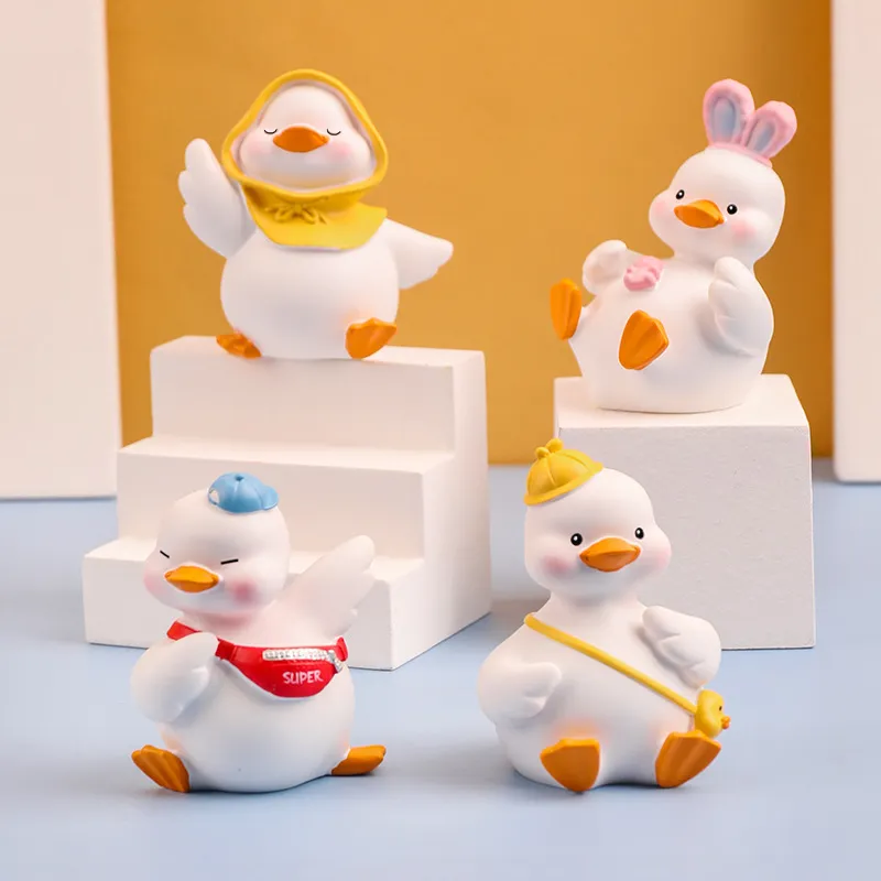 Mini Gelbe Ente Cartoon Figuren Auto Dekoration Harz Handwerk