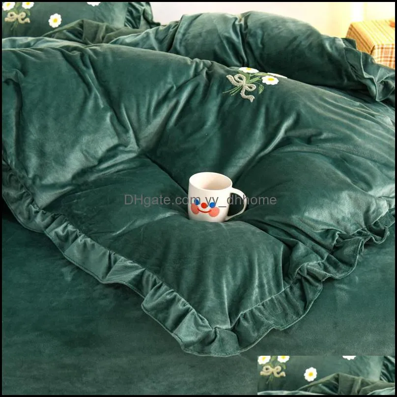 Bedding Sets Super Soft Luxury Magic Coral Velvet Quilt Cover Winter Thickening And Keep Warm Plush Bedclothes Set