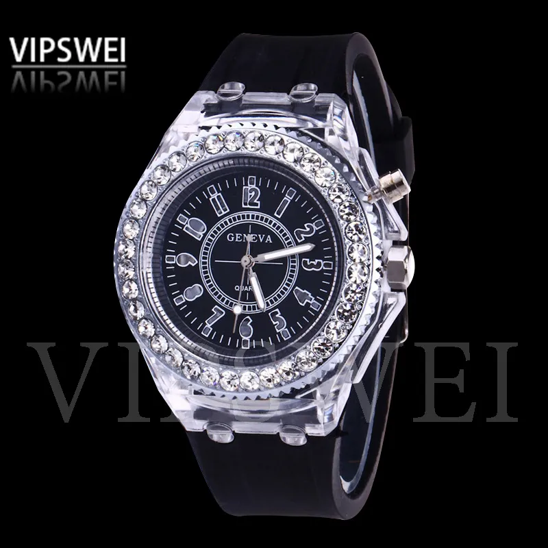 Luminoso diamante orologio USA Fashion Trend Men Woman Orologi Amante Colore Light Light Jelly Silicon